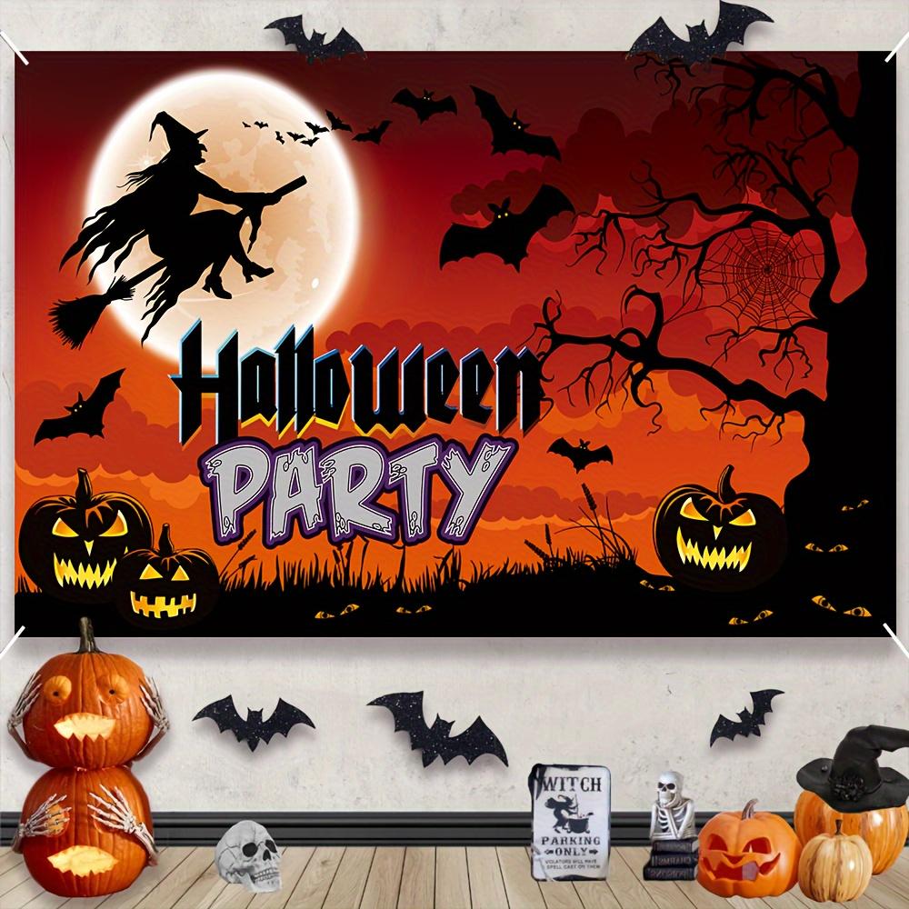 Halloween Witch and Pumpkin Banner - 70.8 inches x 43.3 inches - Durable polyester decoration