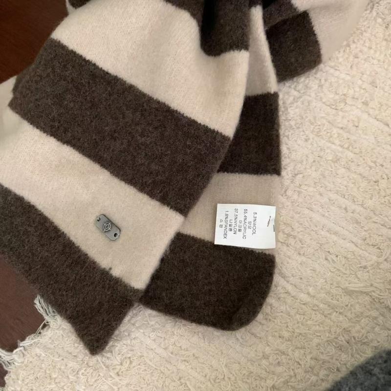 Soft Wool Blend Scarf Unisex Striped Design For Winter Warmth Lightweight Neck Warmer Perfect For Couples And Daily Use