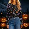 Women's Fashion Casual Long Sleeve Halloween Print Crewneck Top
