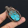 Tibetan Turquoise Pendant, 999 Copper Wire Wrapped Gemstone Jewelry, Handmade Pendant, For Thanksgiving