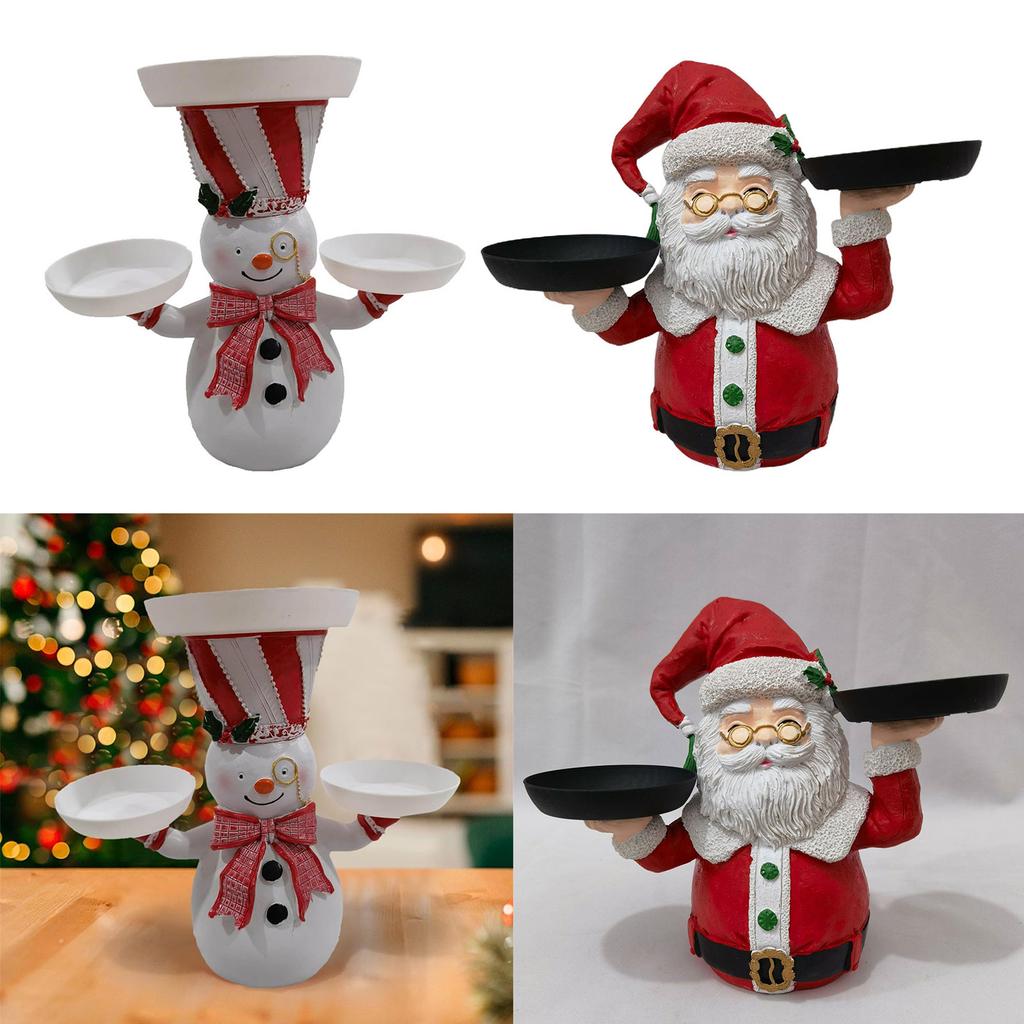 Christmas Dish Holder Snowman Shaped Rack for Festive Snacks Decorative Santa Rack Christmas Dish Holder Snowman Tray