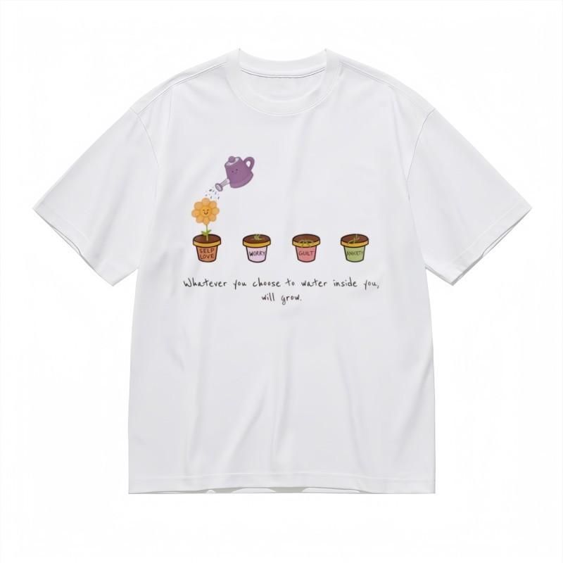 

Women s Oversize Classic T-Shirt Grow Positivity Plant Care Quote Design Tee 3XL