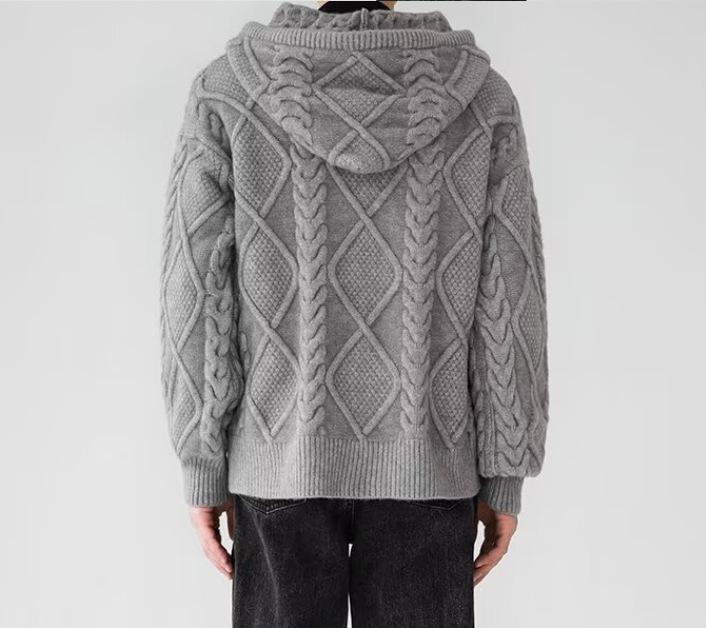 Men's Trendy Vintage Lazy Style Cardigan Hoodie Knitwear Sweater Jacket