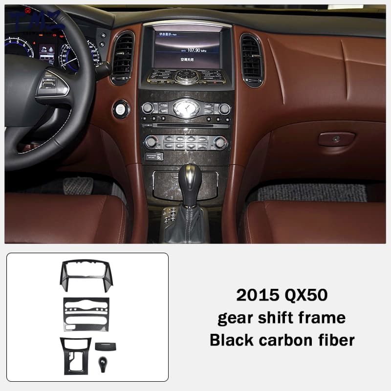 Center Console Panel Black Carbon Fiber Cover Trim Direct Fit Interior Decor Accessories for Infiniti QX50,2015 Left Hand Drive