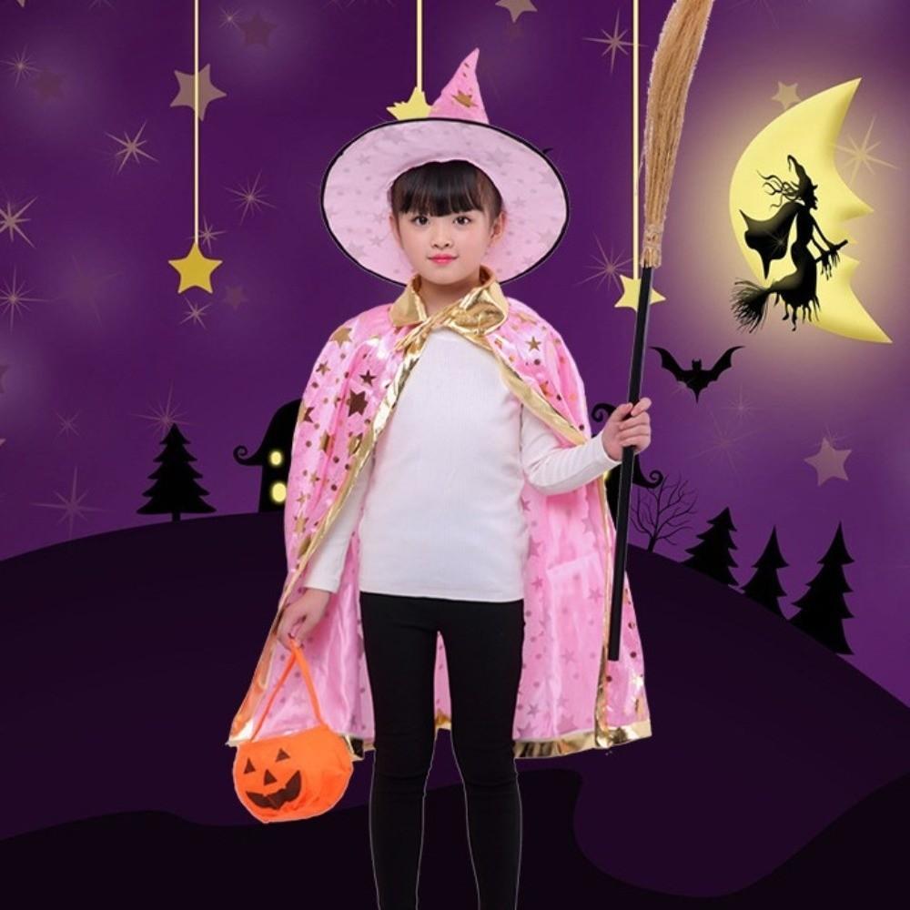 3pcs Bronzing Star Wizard Cloak Hat Eye Mask Set Magician Role-Play Costume Kit Party Costume