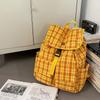 Vintage Plaid Men's Backpack Student Backpack Color Block Women's Schoolbag