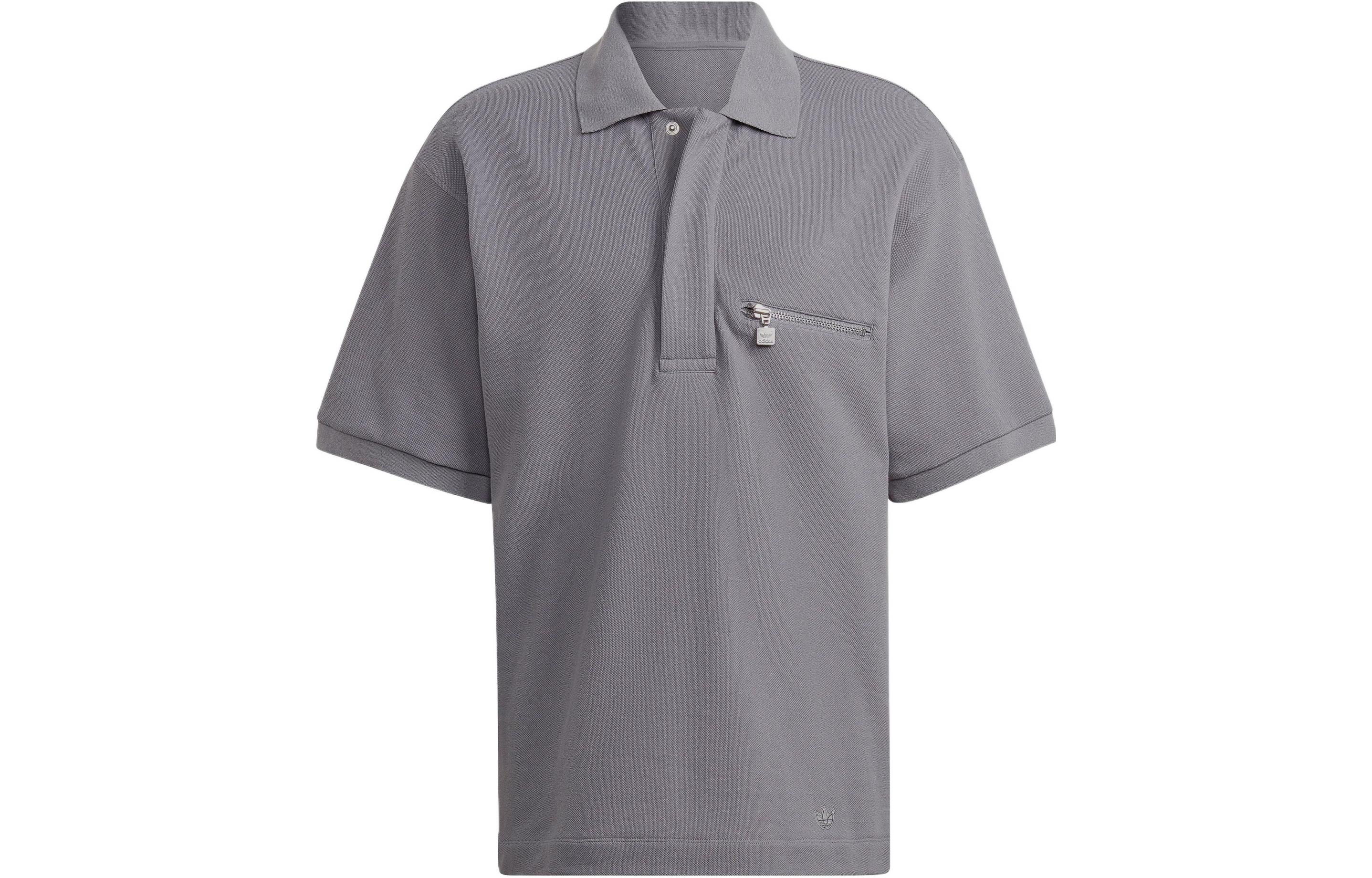 Adidas Originals TIE BREAK POLO Shirts Men s Light Gray Polo Collar Moderate Straight Fit HM2346 S