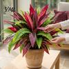 Artificial Flower Door Basket Fern And Red Dracaena Plants, UV Resistant Decorative Faux Plant, Durable Simulated Greenery Realistic Plants for Indoor