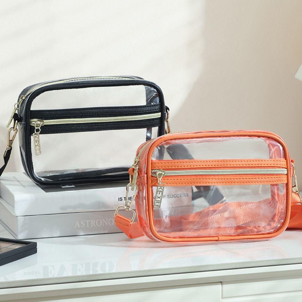 Large Capacity PVC Crossbody Bag Waterproof Clear Messenger Bag Transparent Shoulder Bag Travel