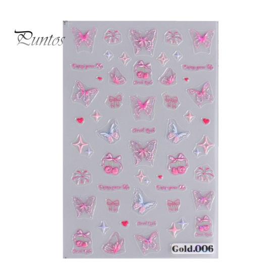 Embossed Nails Art Stickers Creative Engraved White Butterfly Pattern Manicure Decals Exquisite DIY Nail Design Adhesive Decoration Stickers Nail