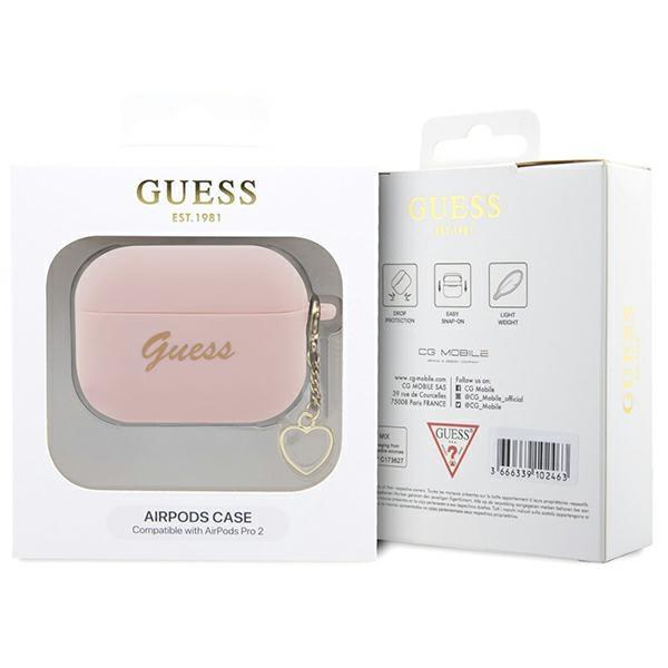 Etui Do AirPods Pro 2 Guess Silicone Charm Heart Collection Różowe