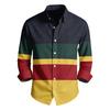 Men's Casual Stylish Striped Printed Shirt - Men's Lapel Buttoned Long-sleeved Shirt