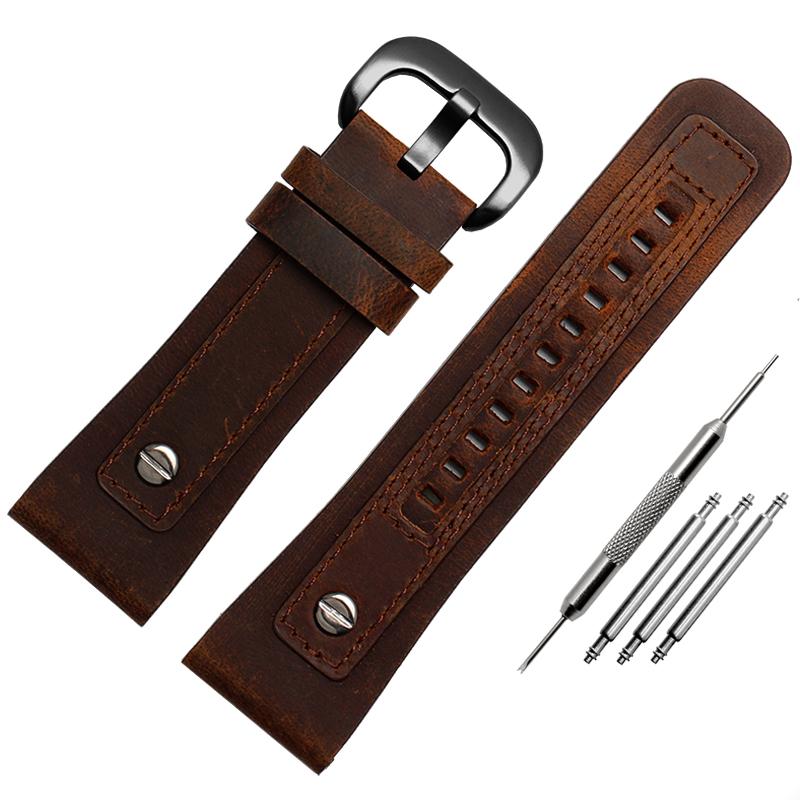 28mm Cowhide strap For Seven Friday P1/2 Q2/03/M2/M021 T2 Men Watchband Vintage Diesel Large Size Men Metal rivet