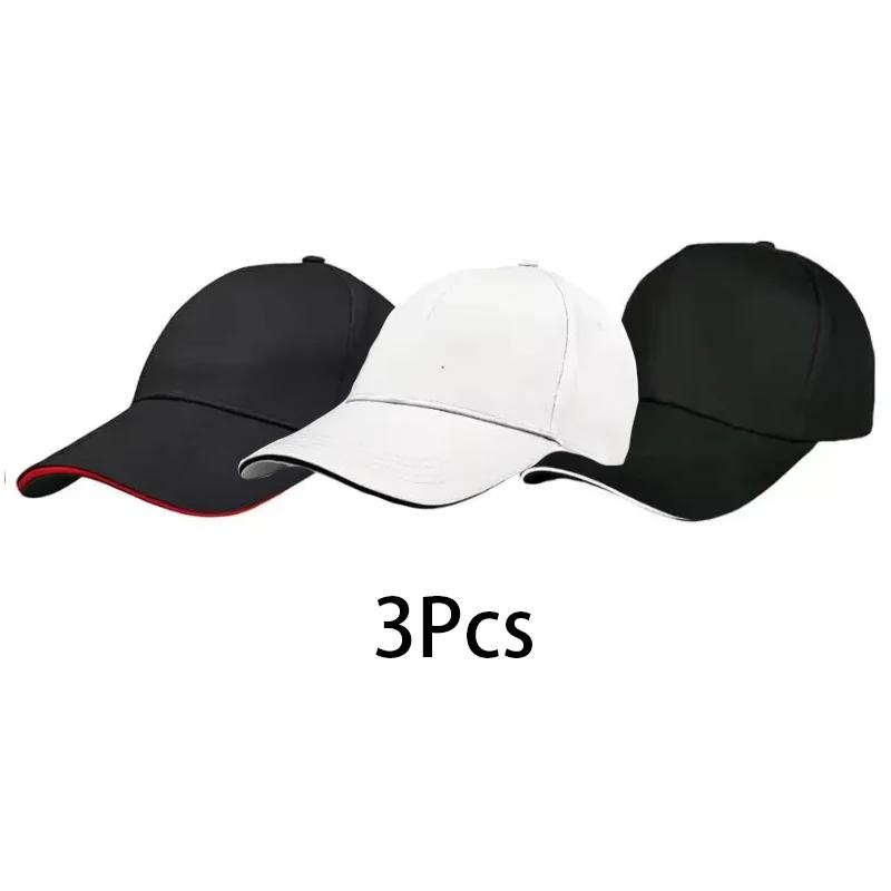 3pcs All-Black Adjustable Baseball Cap Set for Men And Women Fashionable Autumn Sun Protection Casual Hip-Hop Sports Cap