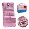 Cartoon Dog Makeup Bag Pink Blue Large Capacity Storage Bag Compartment Design Grid Pattern Organization Bag Bussness Trip