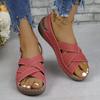 Women's Plus Size Euro American Wedge Sandals Solid Color Fish-Mouth Buckle