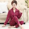 Middle-aged women's 100% pure cotton pajamas women's summer long-sleeved pajamas middle-aged and elderly mother loungewear thin suit