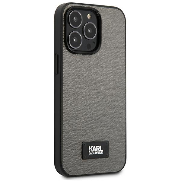 Etui Do iPhone 13 Pro Max Karl Lagerfeld Saffiano Plaque Srebrne