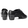Latin Dance Shoes Black Leather Breathable Sweat-absorbent Non-slip Latin Mordern Dancing Shoes for Women