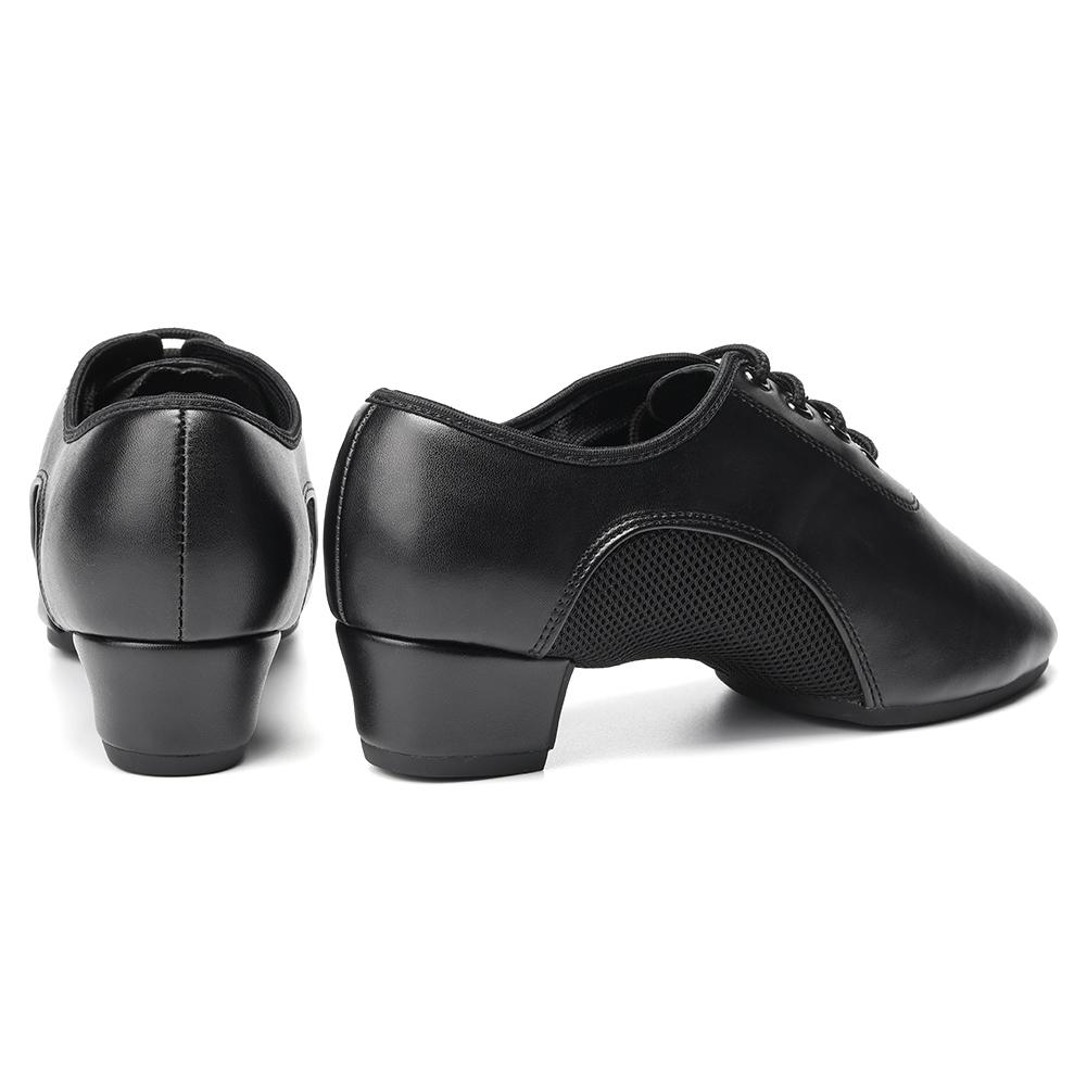Latin Dance Shoes Black Leather Breathable Sweat-absorbent Non-slip Latin Mordern Dancing Shoes for Women