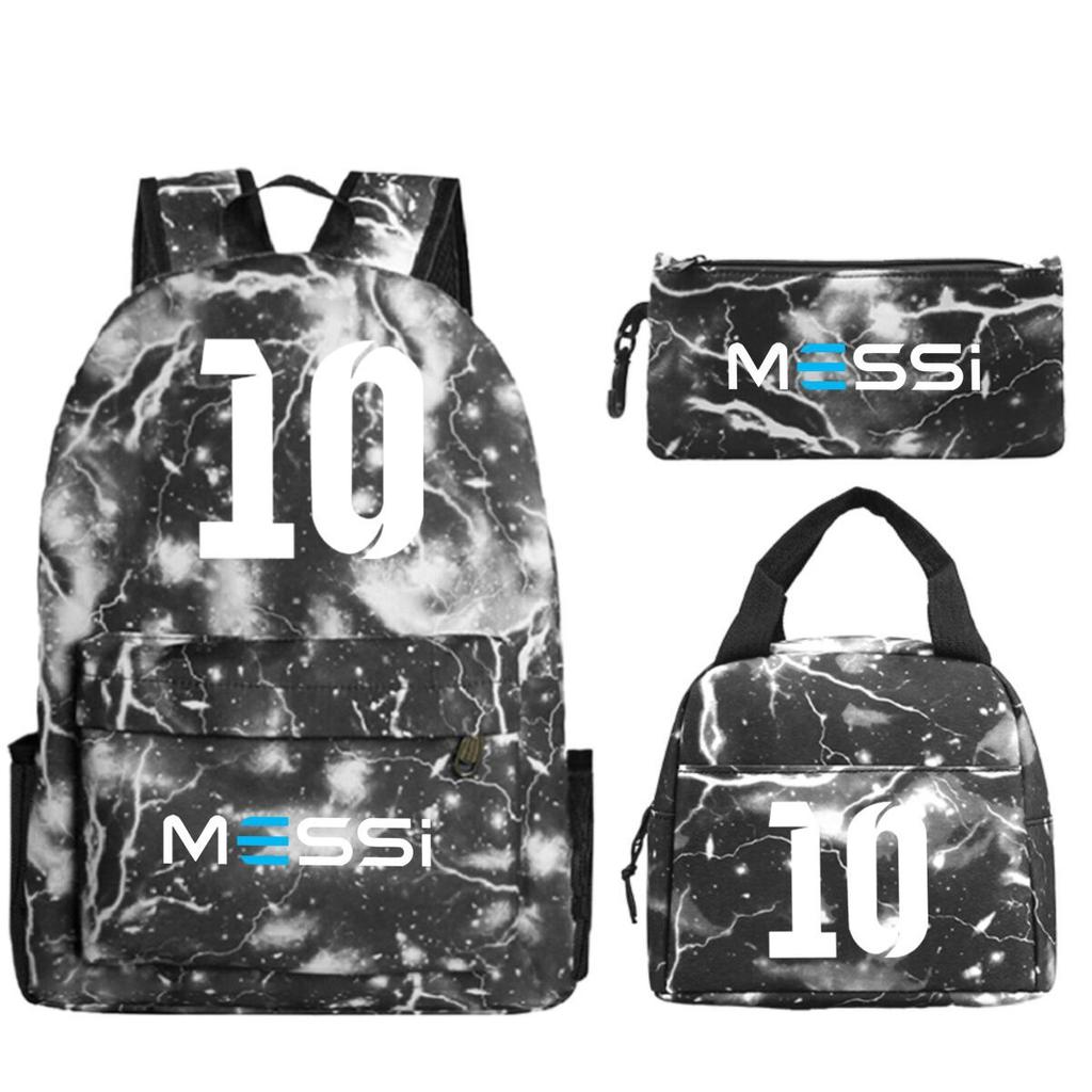 Football Star Peripheral Printed Backpack, Primary And Secondary School Children'S Three-Piece Simple Schoolbag