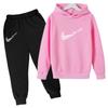 2026 Children Hoodie Letters Sports Pullover3-13Yrs Coat Sweatshirt+Pants -piece Set Boy Girl Toddler Clothes Fashion Set