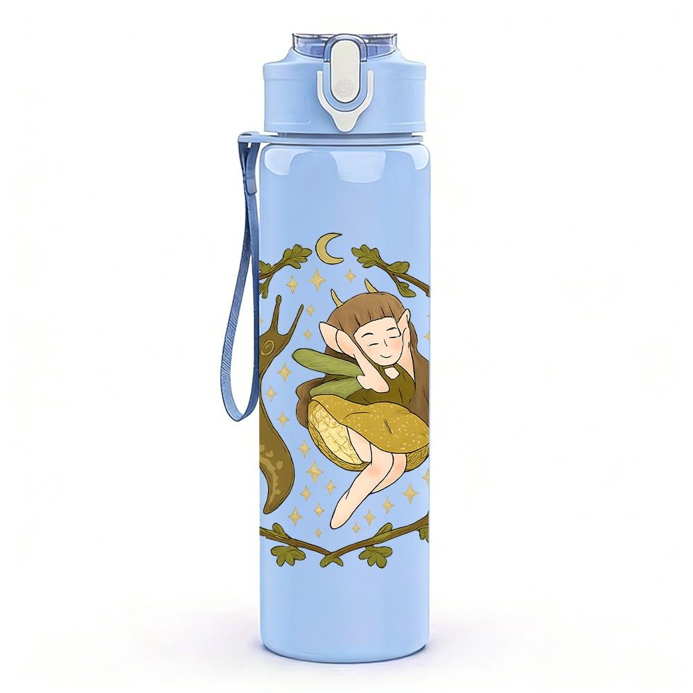 1PC Wreath Forest Fairy Art 750ml Color Plastic Sports Water Bottle Leakproof Flip Straw Lid Suitable for Sports Office Home Use
