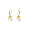 Creative Pink Zircon Imitation Pearl Cherry Drop Earrings For Women Men Bohemian Hollow Leaves Fruit Earrings Wedding Jewelry