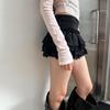 Sweet Girly Ruffle Patchwork Short Skirt - Low-Waist Knit Design