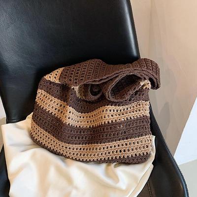 Knitted Shoulder Bags for Women Hollow Woven Crochet Bag Knitting Handbags Large Capacity Shopping Tote