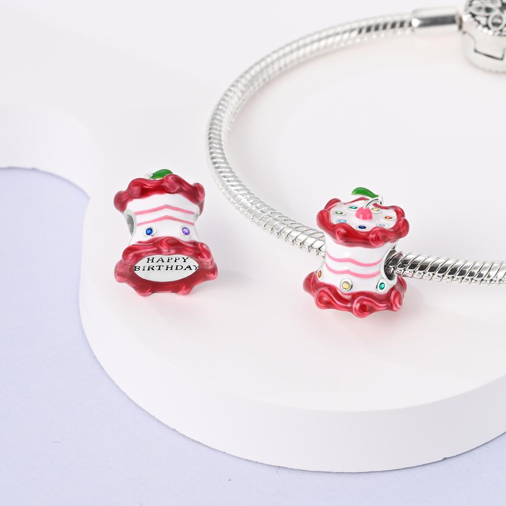 Copper Plated Red Charms Heart Coffee Charm Fit Original Beads Pendent Dangle Bracelet Diy Jewelry Gift For Women