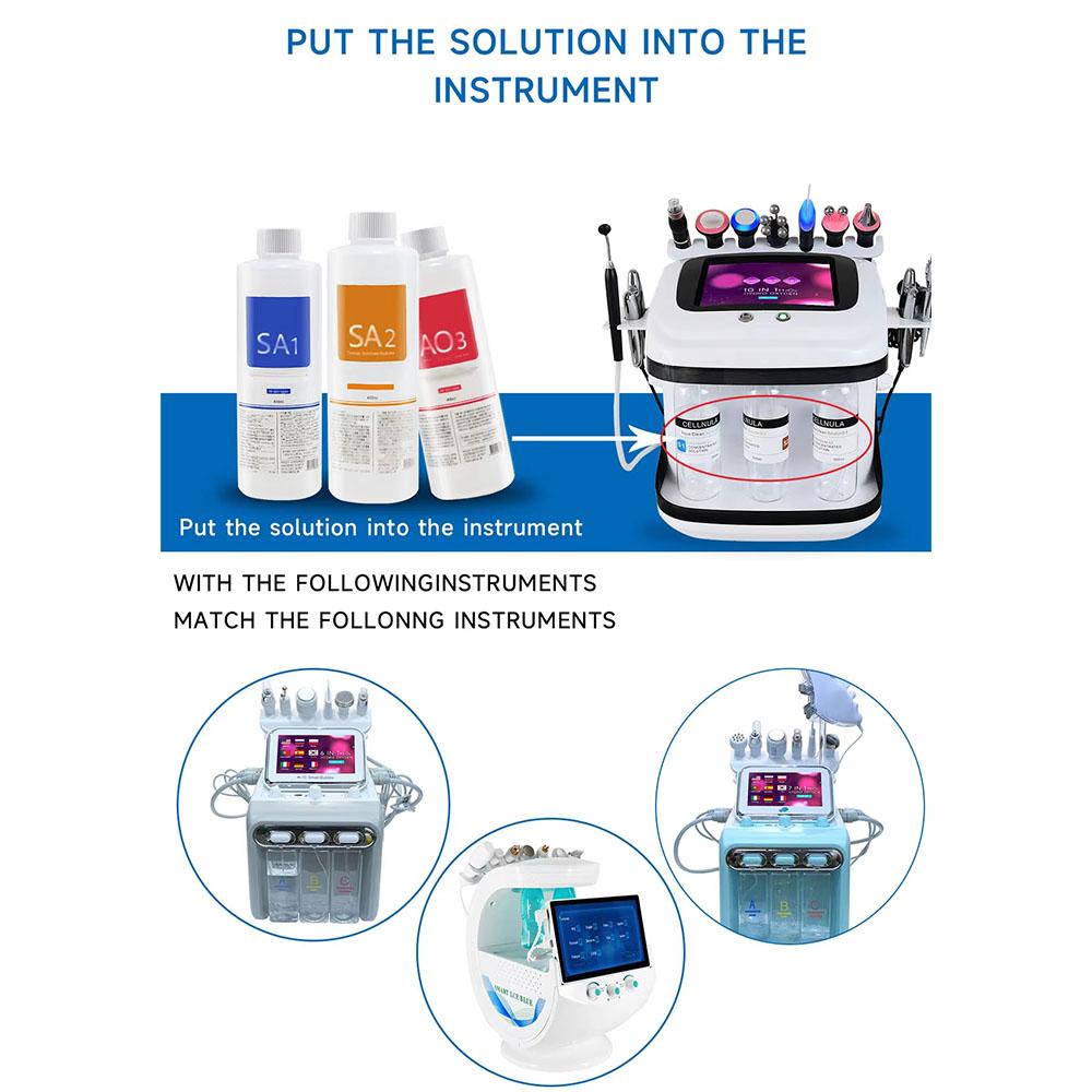 3 Bottle Hydro Aqua Peel Solution - Facial Serum for Hydra Dermabrasion Small Bubble Machine & Deep Skin Cleaning