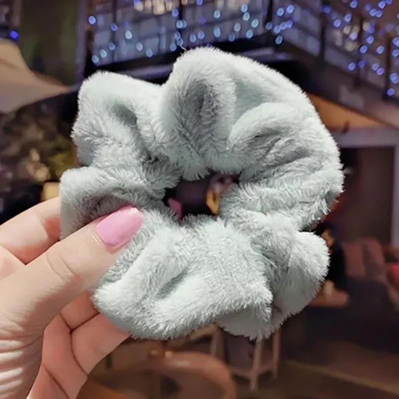 Niedliche Mode Mädchen Warme Weiche Haar Scrunchies Herbst und Winter Niedliche Plüsch Elastische Mehrfarbige Gummiband Schleife Accessoires