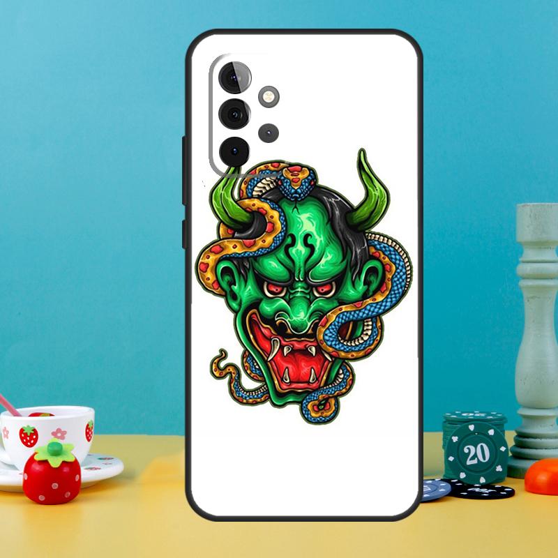 Étui Masque Hannya Oni Japonais Pour Samsung Galaxy A15 A16 A05 A26 A36 A56 A52 A53 A33 A13 A34 A54 A14 A35 A55 A22 A32