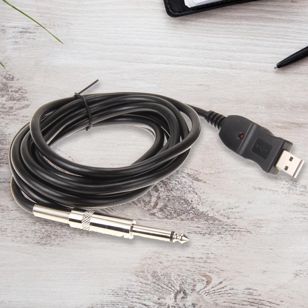3 Meter Gitarre zu PC USB Aufnahme Kabel Verbindungsschnittstelle 6,5 mm 6,5 mm zu USB Gitarrenkabel Elektrisches Gitarrenkabel