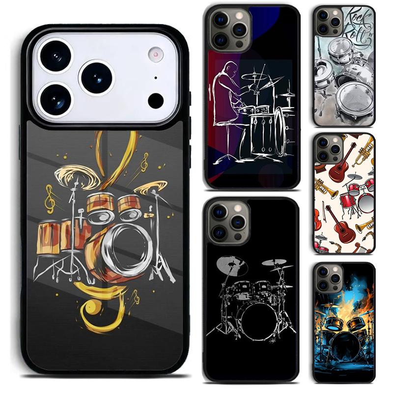Musical Instrument Drum print Phone Case for iPhone 17 16 15 Pro Max Air 14 13 12 11 Plus Shockproof Capa Cover