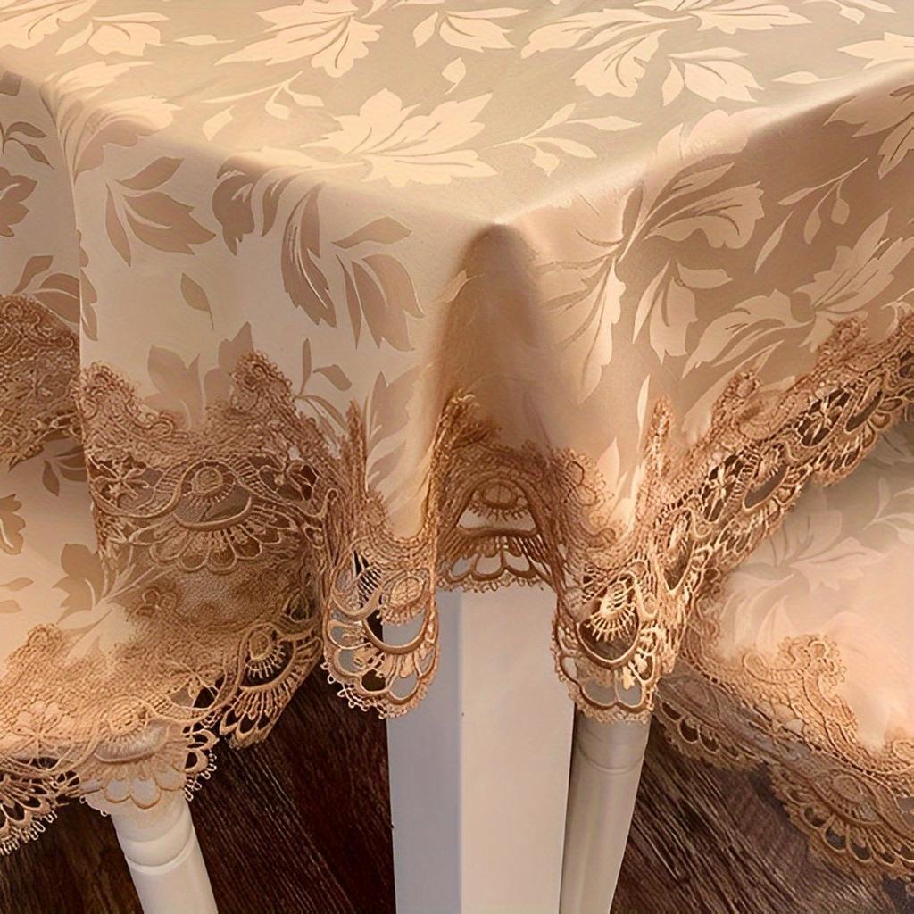 European Style Lace Oval Tablecloth for Nordic Dining Table - Minimalist Lace Table Cloth for Tea Table and Dining Room (Chair Covers Not Included)
