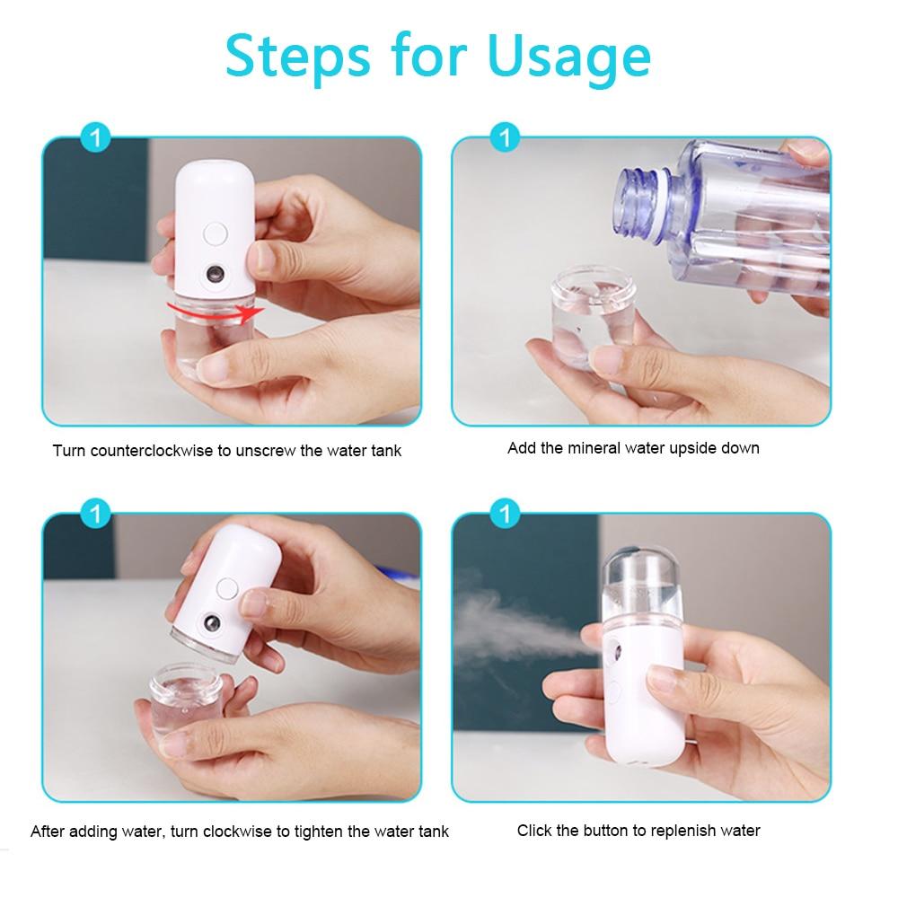 Nano Mist Facial Sprayer USB Humidifier Rechargeable Nebulizer Face Steamer Face Skin Care Tools