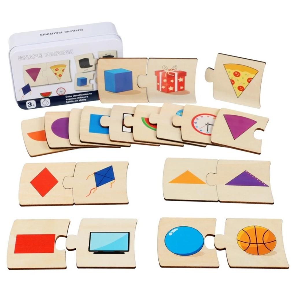 Dziecięce Pudełko z Żelaza Oświecenie Liczbami Sparowane Drewniane Zwierzęta Jedzenie Puzzle Logiczne Myślenie Trening Gra Zabawki Edukacyjne