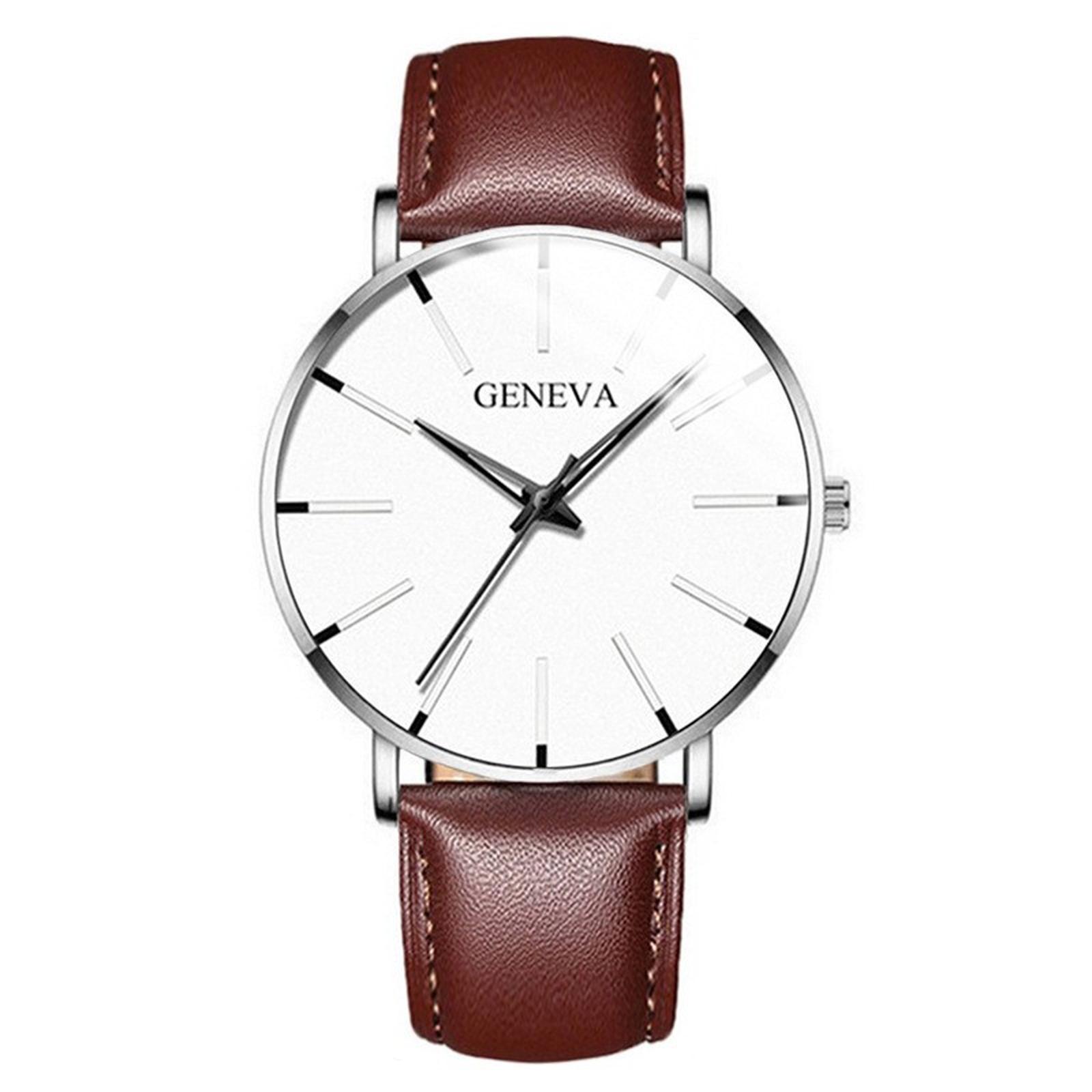 

Мужские кожаные деловые модные часы с ремешком для подарков One Size