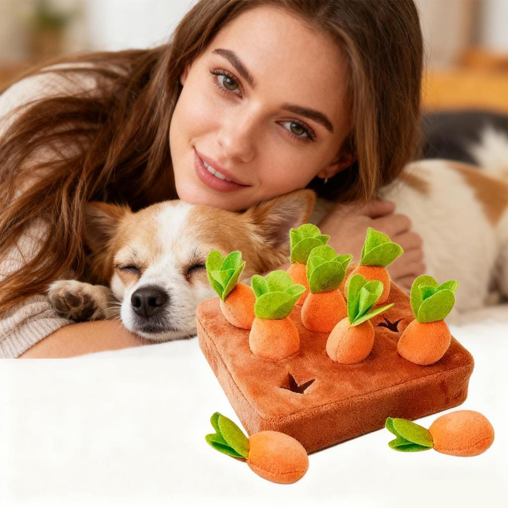 Carrot Garden Dog Toy Non-Slip Interactive Plush Puzzle Toys Feed Games Enrichment Puzzle For Home Dorm Travel Living Room