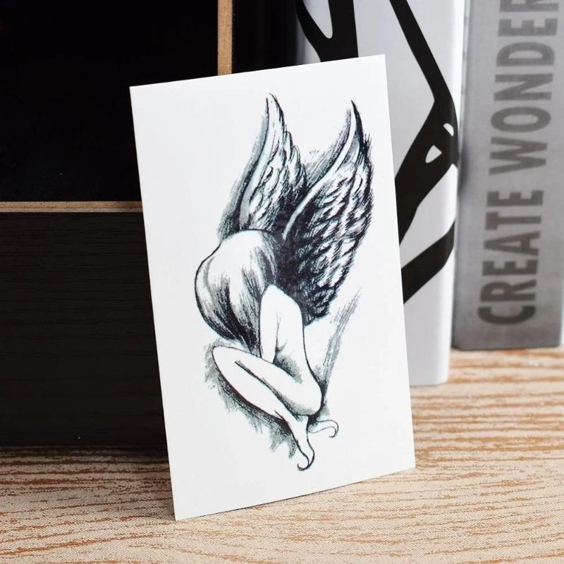 10pcs/lot Waterproof Temporary Tattoo Stickers Angel Wings Fake Tatto Flash Tatoo Neck Hand Back Foot Body Art