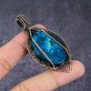 Natural Blue Amber Gemstone Handmade Copper Wire Wrap Pendant Jewelry 2.76" S7U64