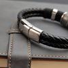 Fashion 2layer Leather Bracelets with Stainless Steel Magnet Trendy Multilayer Bracelet Homme Jewelry Male Bangle Wholesale Bulk