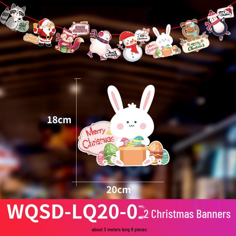 24 Christmas Cartoon Store Paper Bunting Flags for Festive Atmosphere