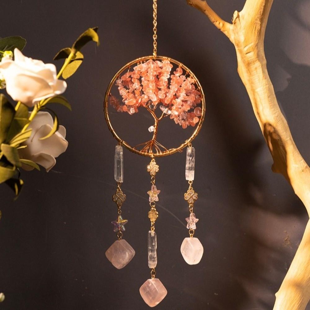 Crystal Stone Dream Catcher Boho Rainbow Dreamcatcher Lucky Crystal Suncatcher Window Decor