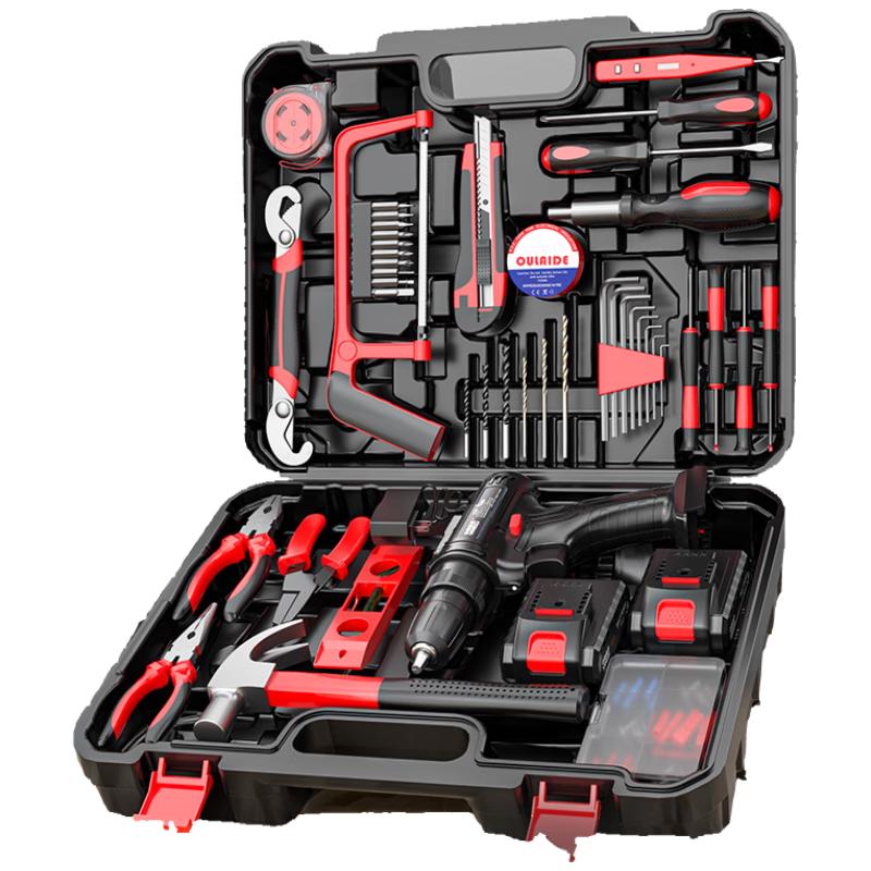 

Oulaide 21V Cordless Electric Drill & 109-Piece Tool Kit CN plug (adapter included) Dual 5-Cell Batteries