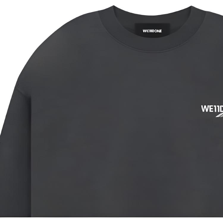 We11done Ss23 Gray Logo Print Crewneck Sweatshirt Unisex Sweatshirt Dark-Gray WD-TS1-23-896-U-CH