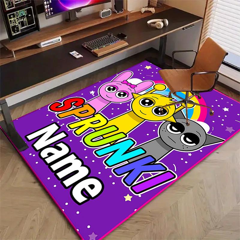 Custom SPRUNKI Mat Personalized Name, Polyester Washable Indoor Entryway Rug, Gift for Christmas, Easter, Thanksgiving Day