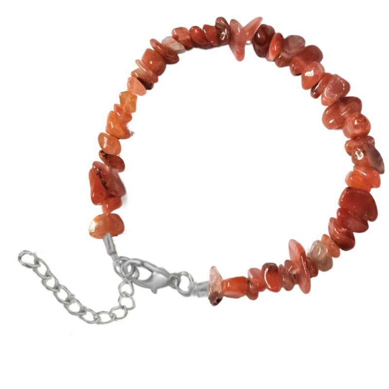 Crystal and Pebble Necklace, Bracelet, Earrings Set - Irregular Stone Decorative Set for Women